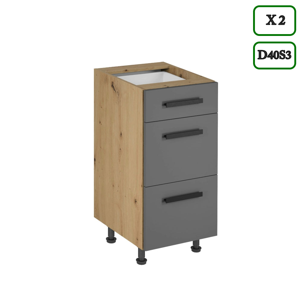 Küchenzeile K98-G280 - Langen Grau-Artisan - Raumeffizienz mit Charakter - ROYAL24_MARKT