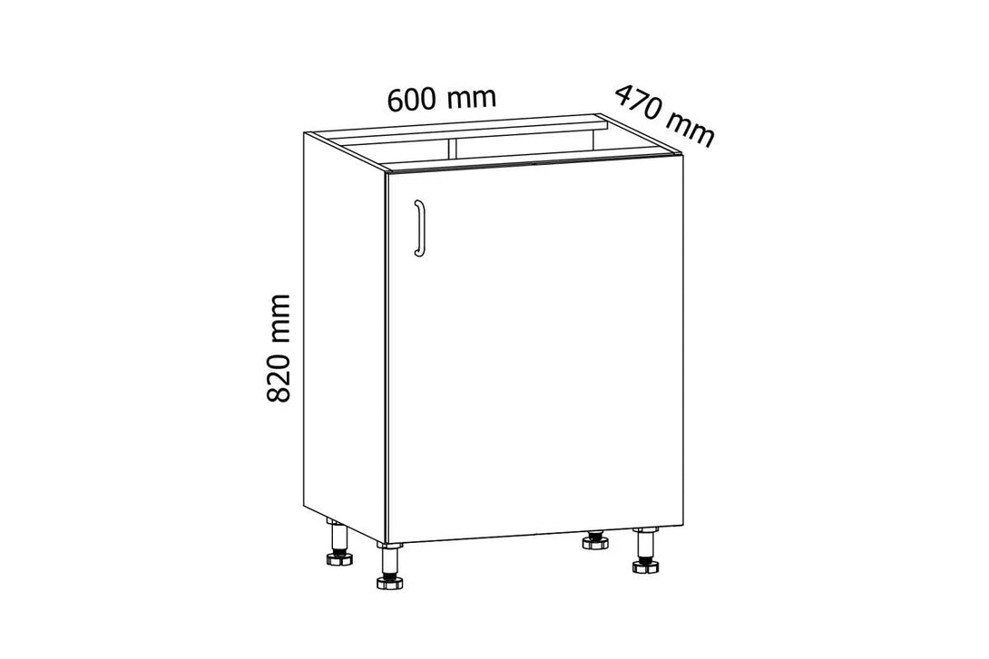 Unterschrank 60 cm - Aspen D60-P/L Grau/Hochglanz