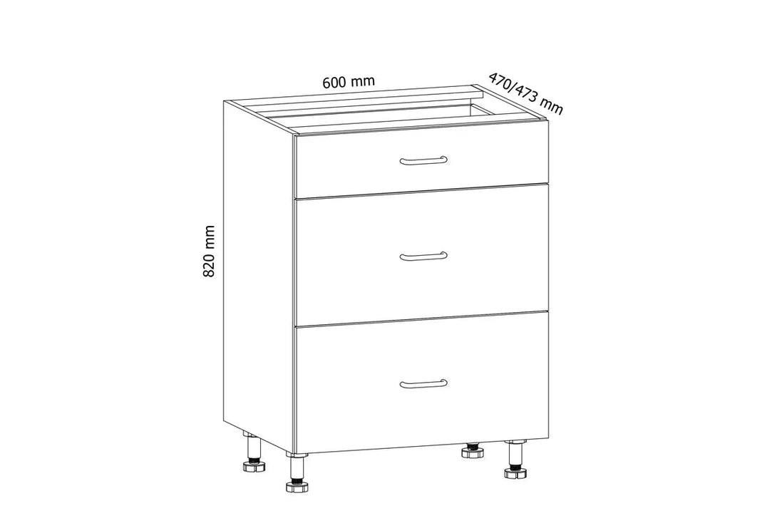 Unterschrank 60 cm - Aspen - Die solide Grundlage für Ihre Küchenorganisation, robust und funktional. - ROYAL24_MARKT