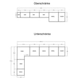 Velmora Winkelküche 300 × 180 cm KÜ05 – Moderne L-Küche ohne Arbeitsplatte – MDF Fronten – Grau Hochglanz