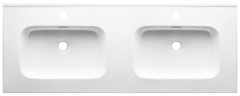 Doppel-Möbelwaschbecken Gora 121 × 46 cm – Weiß, glänzend, eckig