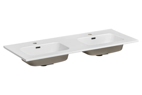 Doppel-Möbelwaschbecken Gora 121 × 46 cm – Weiß, glänzend, eckig – Ansicht 3