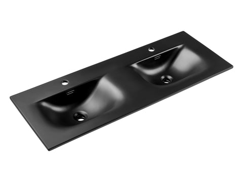 Doppel-Möbelwaschbecken Skyla I 121 × 46 cm – Schwarz, matt, eckig