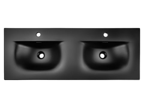 Doppel-Möbelwaschbecken Skyla I 121 × 46 cm – Schwarz, matt, eckig – Ansicht 3