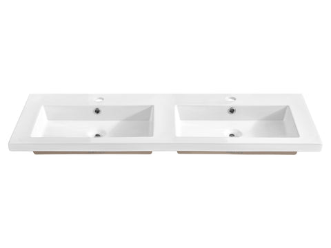 Doppel-Möbelwaschbecken Spira 121 × 46 cm – Weiß, glänzend, eckig – Ansicht 2
