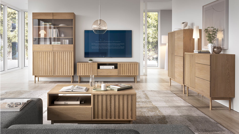 Savira Wohnzimmer-Set 5-teilig – Modernes Wohnkonzept in Cremona Eiche mit hoher Funktionalität