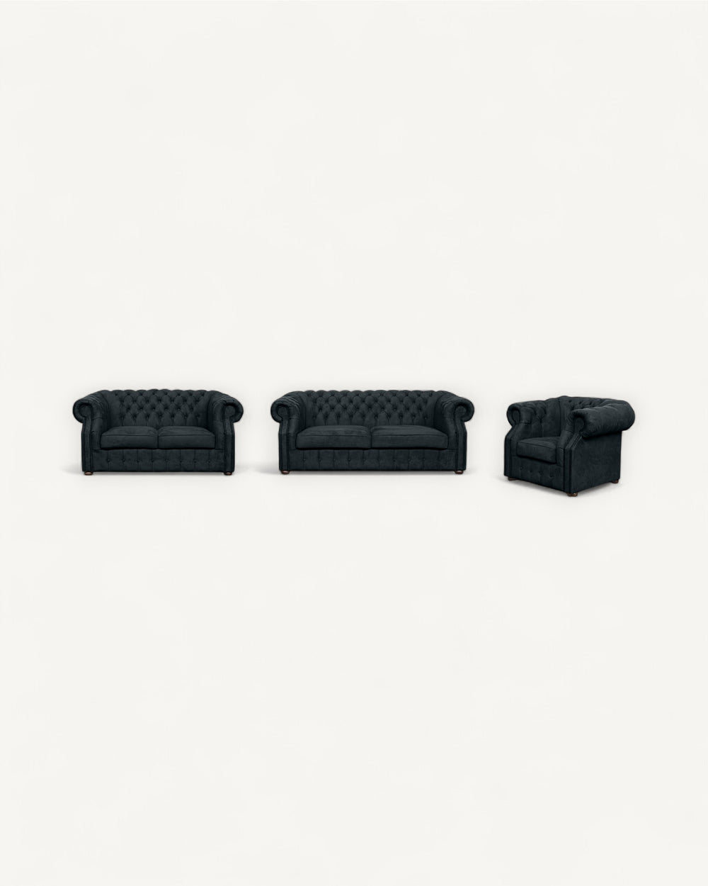 Chesterfield-Sofa Luxura - Echtleder Premium - Handgefertigt - Garantierte Qualität -, Premium Set 3 - 2 - 1,- 3 Teile