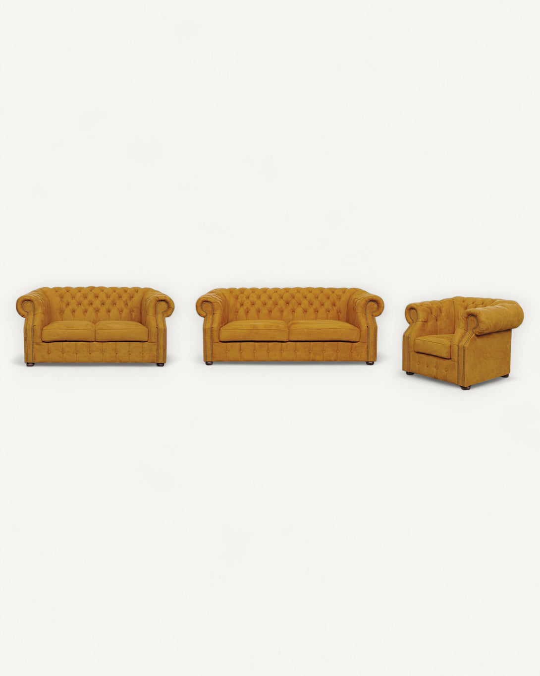 Chesterfield-Sofa Luxura - Echtleder Premium - Handgefertigt - Garantierte Qualität -, Premium Set 3 - 2 - 1,- 3 Teile