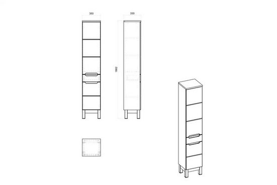 Hochschrank - Badschrank - Bali White - Ordentliche Badezimmerorganisation.