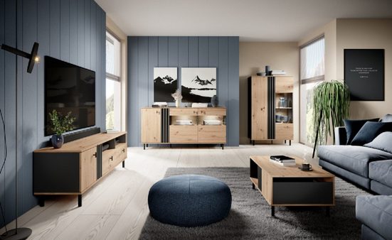 Wohnzimmer-Set - Stilvolles Ambiente / für harmonische Gestaltung, (Komplett Set, 4-St., Dalli), Hochwertige Möbel - Stilvolle Wohnwand. - ROYAL24_MARKT