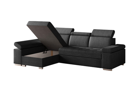 Ecksofa Toronto – Dunkelgrau – Ottomane links