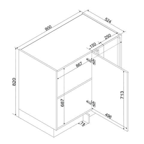 Eckunterschrank DNP P/L – Bravona – Praktische Ecklösung – Ansicht 3