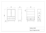 Elora Highboard in Baltic Storm / Toffee – Maßzeichnung