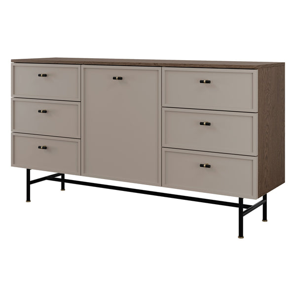 Elora Kommode 150 cm mit 1 Tür und 6 Schubladen – Baltic Storm / Toffee