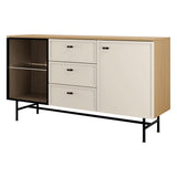 Elora Sideboard mit Vitrinenteil in Frühlingseiche / Macadamia – Ansicht 2