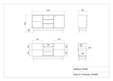 Elora Sideboard mit Vitrinenteil in Frühlingseiche / Macadamia – Maßzeichnung