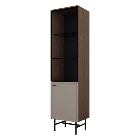 Elora Standvitrine schmal in Baltic Storm / Toffee