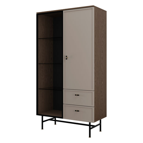 Elora Vitrine (Highboard mit Glastür) in Baltic Storm / Toffee