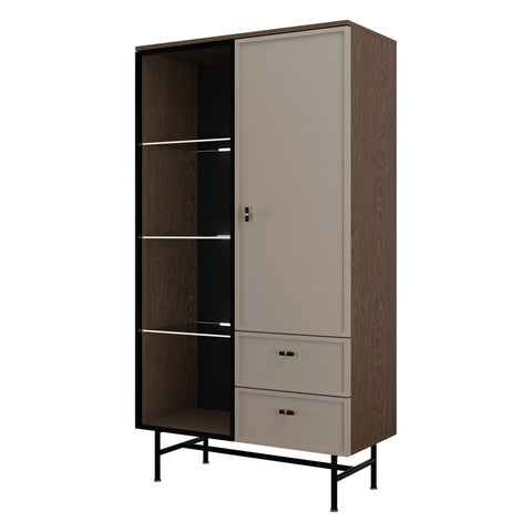 Elora Vitrine (Highboard mit Glastür) in Baltic Storm / Toffee – Ansicht 2