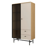 Elora Vitrine (Highboard mit Glastür) in Frühlingseiche / Macadamia