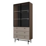 Elora Vitrine (Highboard mit Glastüren) in Baltic Storm / Toffee – Ansicht 2
