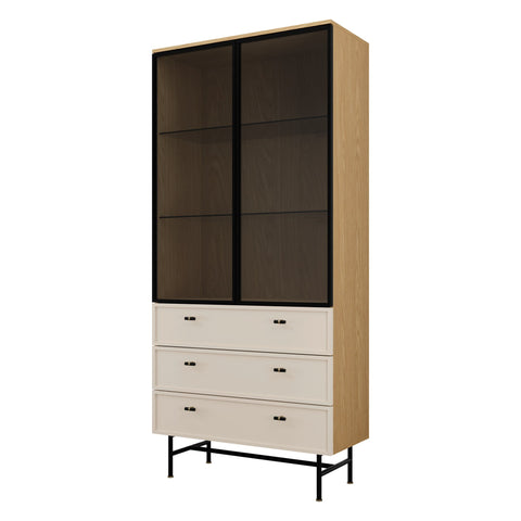 Elora Vitrine (Highboard mit Glastüren) in Frühlingseiche / Macadamia