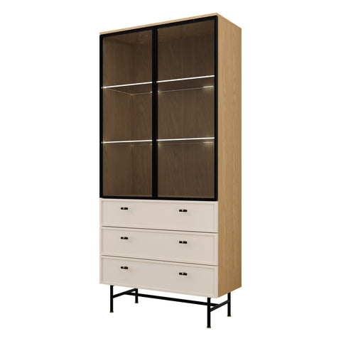 Elora Vitrine (Highboard mit Glastüren) in Frühlingseiche / Macadamia – Ansicht 2