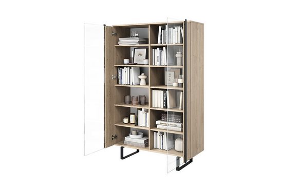 Glasvitrine 120 cm  - VERICA- Zehn Regale für viel Stauraum.