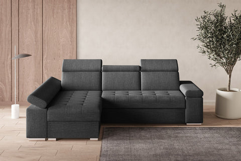 Ecksofa Toronto – Dunkelgrau – Ottomane links