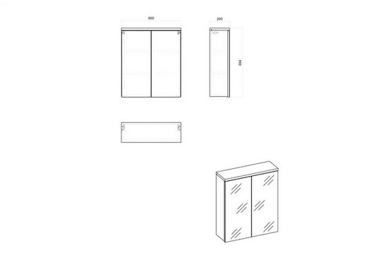Badezimmerspiegelschrank - Badschrank - Bali White - Elegantes modernes Design.