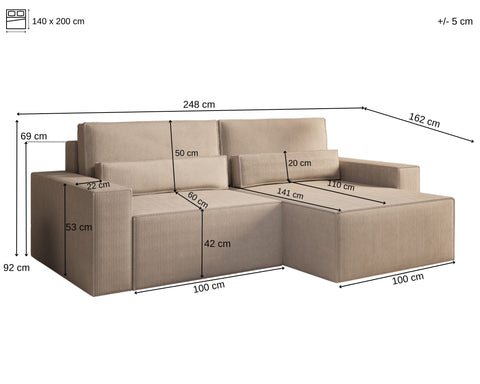 Ecksofa Brazil – Maßzeichnung – Brazil Mini