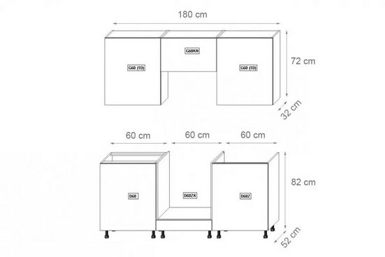 Küchenzeile - Perfekte Lösung für Ihre Küche, (Komplett Set) - ROYAL24_MARKT