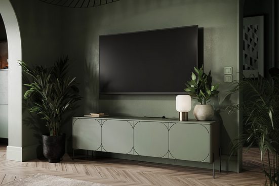 TV-Schrank - SONATIA - Enthält Regale zur Aufbewahrung von Zubehör.