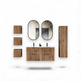 Badmöbel-Set - Xilo X - mit Möbelwaschbecken, Hochschrank & Spiegel - ROYAL24_MARKT