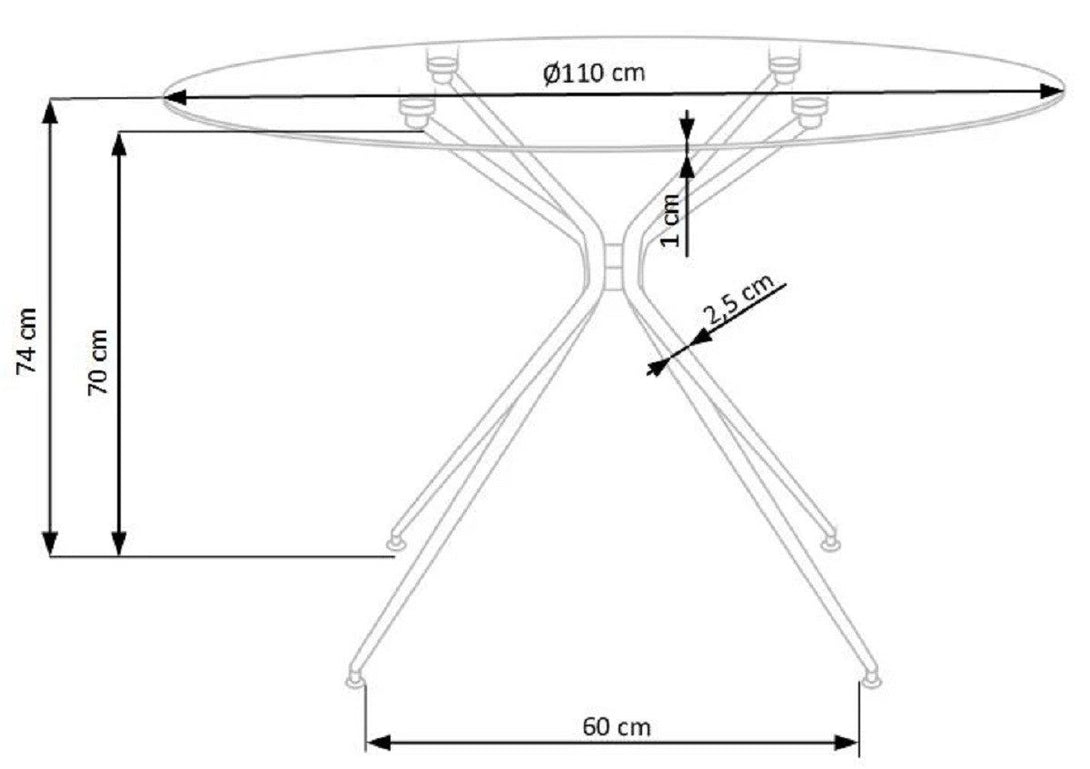 Esstisch - Stilvoller Runder Esstisch mit Glasplatte. - ROYAL24_MARKT