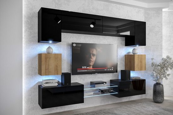 Wohnwand - Smart gestaltete Wohnwand, (Komplett Set, 10-St., Premium - ANX1)