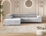 Ecksofa Ostin – Silber – Ottomane links
