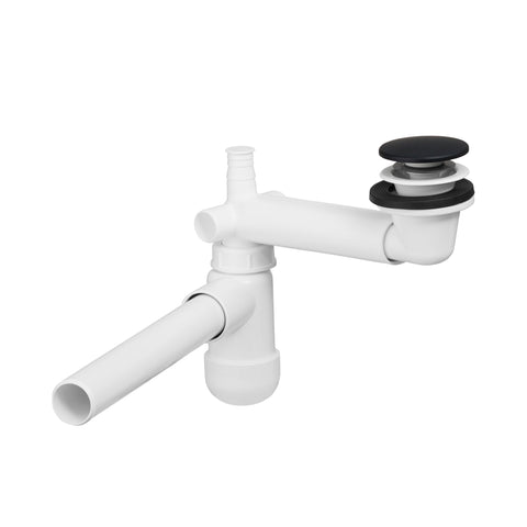 Flachsiphon mit Click-Clack Weiß, Schwarz matt – Ansicht 2