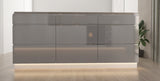 Velmora Inselküche KÜ11 – 340 cm – Grau Hochglanz – Moderne Einbauküche mit Kochinsel