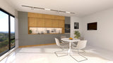 Nexa Küchenzeile KÜ05-L – Woodline & Beige  – 420 cm – Großzügige Designküche mit maximalem Stauraum