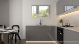 Velmora Winkelküche 310 × 195 cm KÜ-AS-004 – Moderne L-Küche ohne Arbeitsplatte – MDF Fronten – Grau Hochglanz