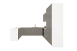 Velmora U-Form Küche KÜ10 – 299,5 × 279 × 199,5 cm – Grau Hochglanz – mit viel Stauraum und MDF-Fronten