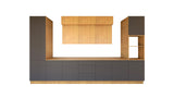 Nexa Küchenzeile KÜ04-L – Woodline & Grau – 420 cm – Modernes Küchensystem mit durchdachter Stauraumlösung