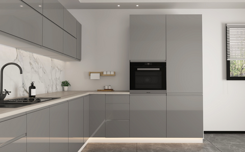 L-Küche Velmora Grau Hochglanz – 310 × 250 cm – KÜ-AS-026