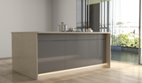 Velmora Inselküche KÜ-AS-018 – 420 cm – Grau Hochglanz – Moderne Küche mit Kücheninsel