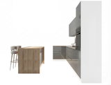 Velmora L-Inselküche KÜ-AS-020 – 410 × 130 cm – Grau Hochglanz – Großzügige Küche mit Kochinsel