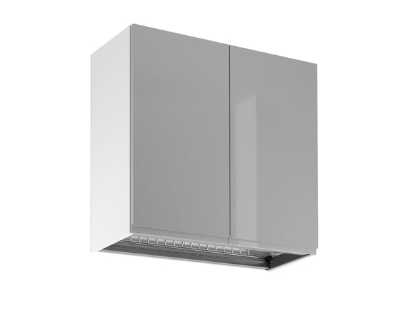 Hängeschrank mit Geschirrtrockner 80 cm – Velmora G80C Grau/Hochglanz