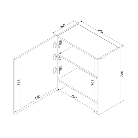 Hängeschrank W60/68 SLIM P/L – Dnoria – Praktisches Stauraum Konzept – Ansicht 5