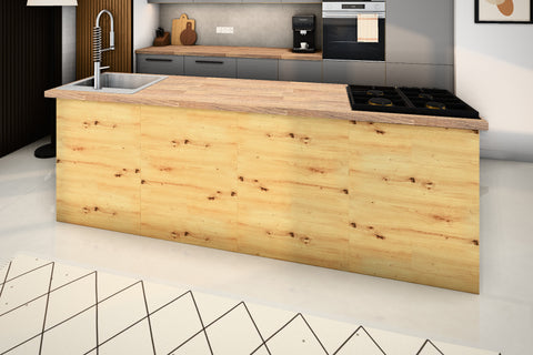 Inselküche Nexa Grau & Artisan-Eiche – 330 cm + Insel 240 cm – KÜ-NEXA-002 – Kücheninsel von der Raumseite
