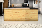 Inselküche Nexa Grau & Artisan-Eiche – 330 cm + Insel 240 cm – KÜ-NEXA-002 – Kücheninsel frontal von der Raumseite, Fronten geschlossen